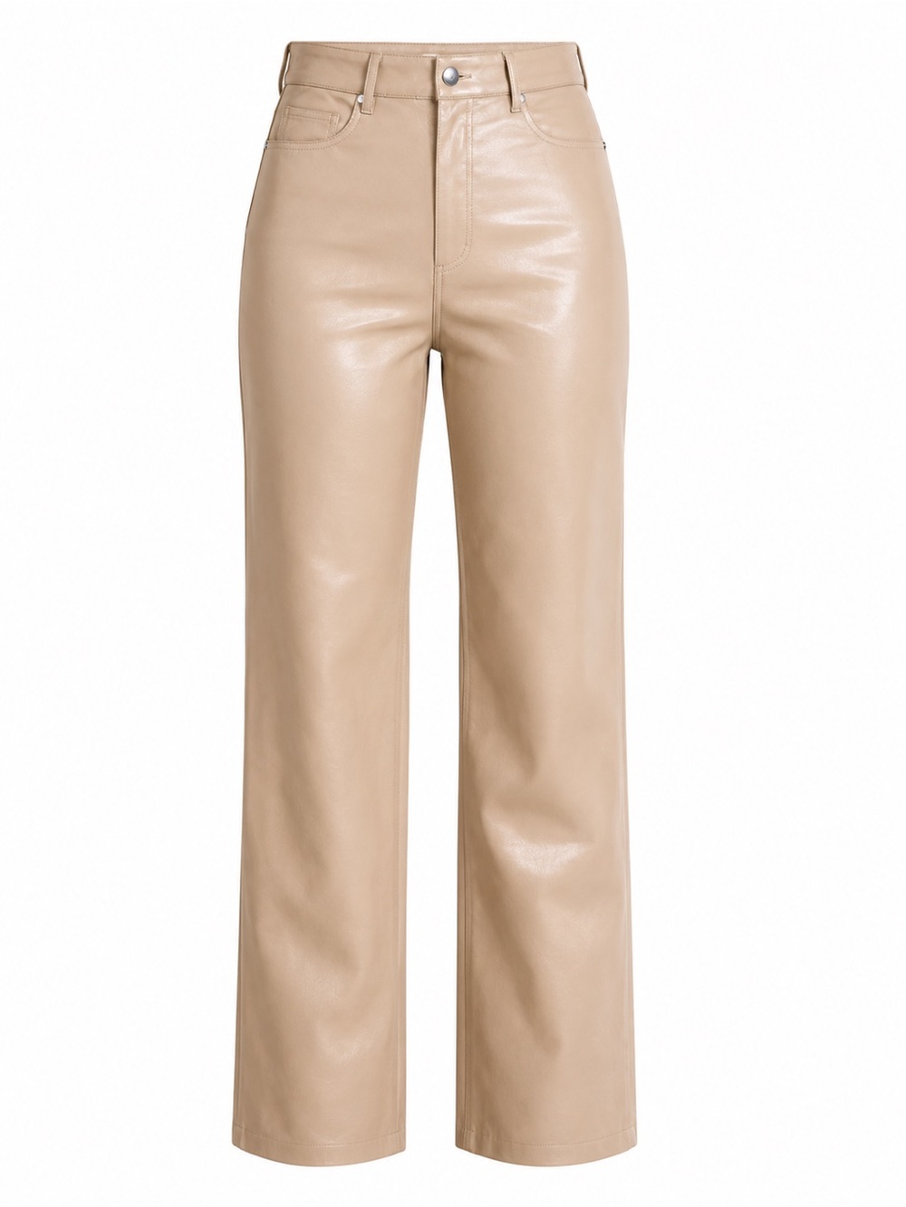 Aritzia Wilfred High-Rise Faux Leather Wide-Leg Pants in Tan